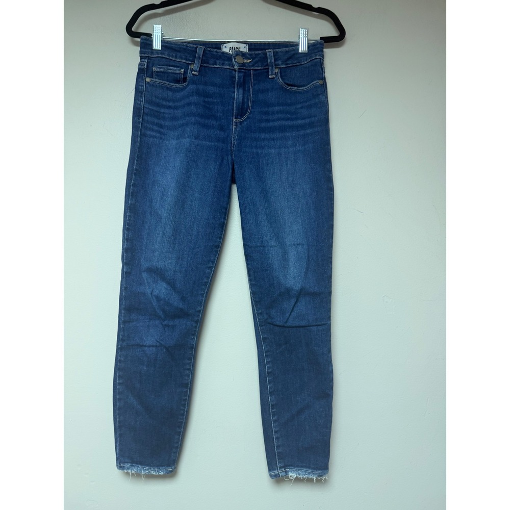 Paige Verdugo Crop Jeans Womens 28 Blue Good Raw Hem Skinny Stretch Denim